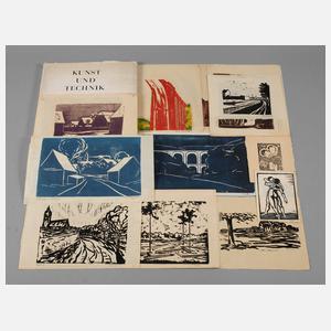 Konvolut Linolschnitte mit vogtländischen Motiven