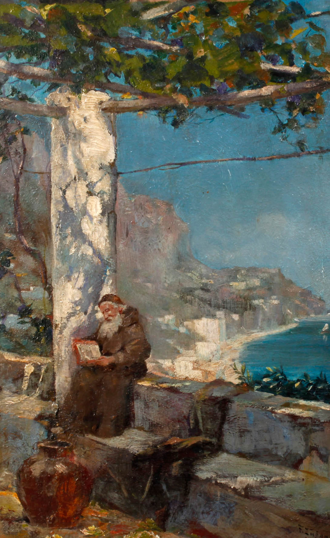 Franz Lugan, Mönch vor mediterraner Küste