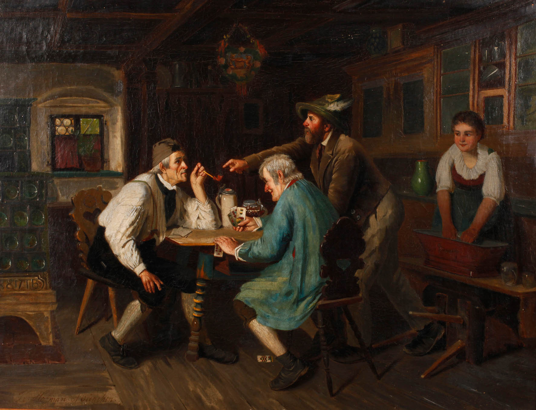 K. Hofmann, Gesellige Runde beim Kartenspiel