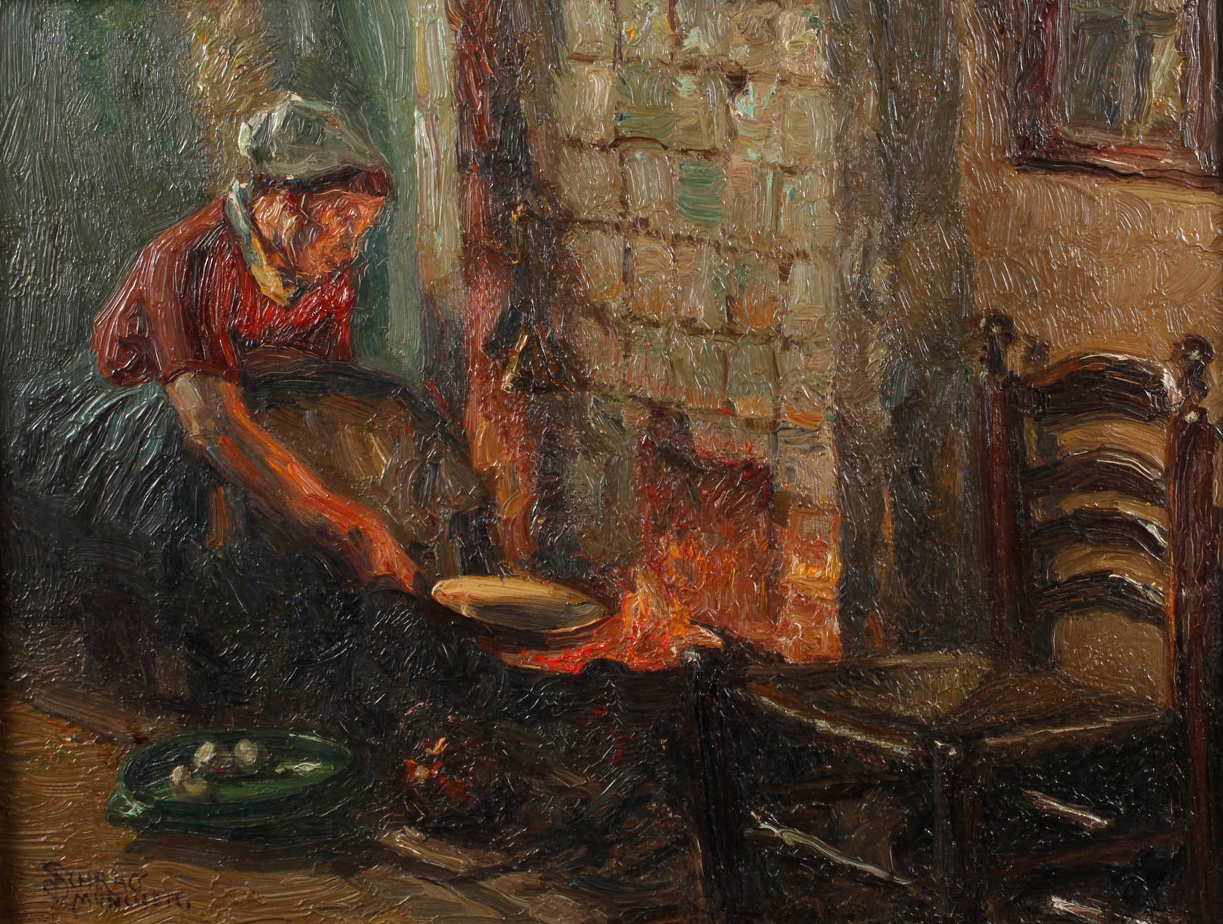 Prof. Julius Schrag, ”Beim Pfannenkuchen-Backen”