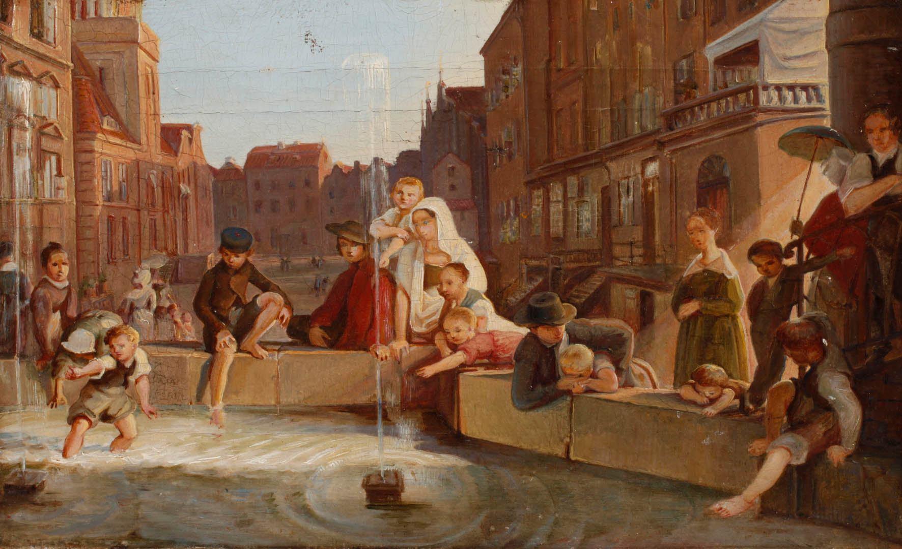 Prof. Julius Knorre, attr., ”Scene am Springbrunnen zu Königsberg”