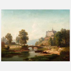 Julius Zielke, Romantische Flusslandschaft mit Schloss