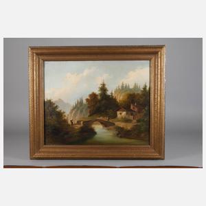 Sommerliche Gebirgslandschaft mit Wanderern