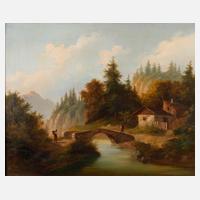 Sommerliche Gebirgslandschaft mit Wanderern111