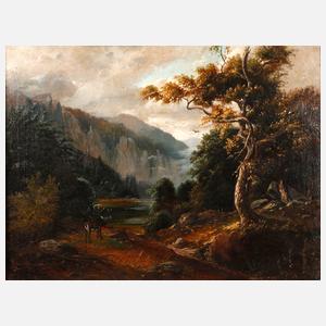 Anton Jänicke, Hirsch in herbstlicher Gebirgslandschaft