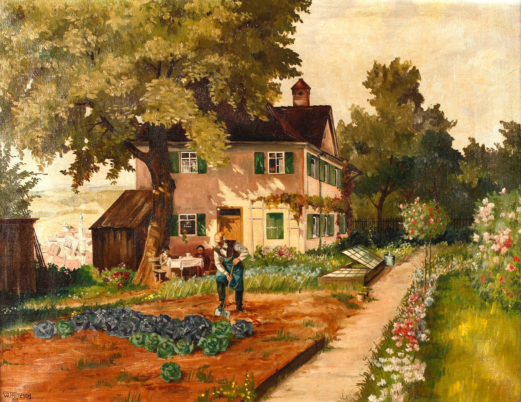 W. Fritzsch, Bauer im Garten