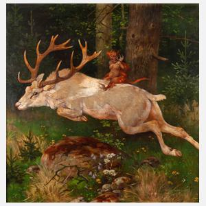 Richard Borrmeister, attr., Teufelchen auf weißem Hirsch