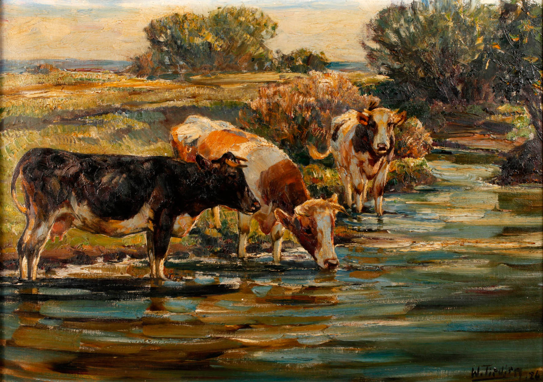 Willy Tiedjen, Kühe bei der Tränke