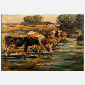 Willy Tiedjen, Kühe bei der Tränke