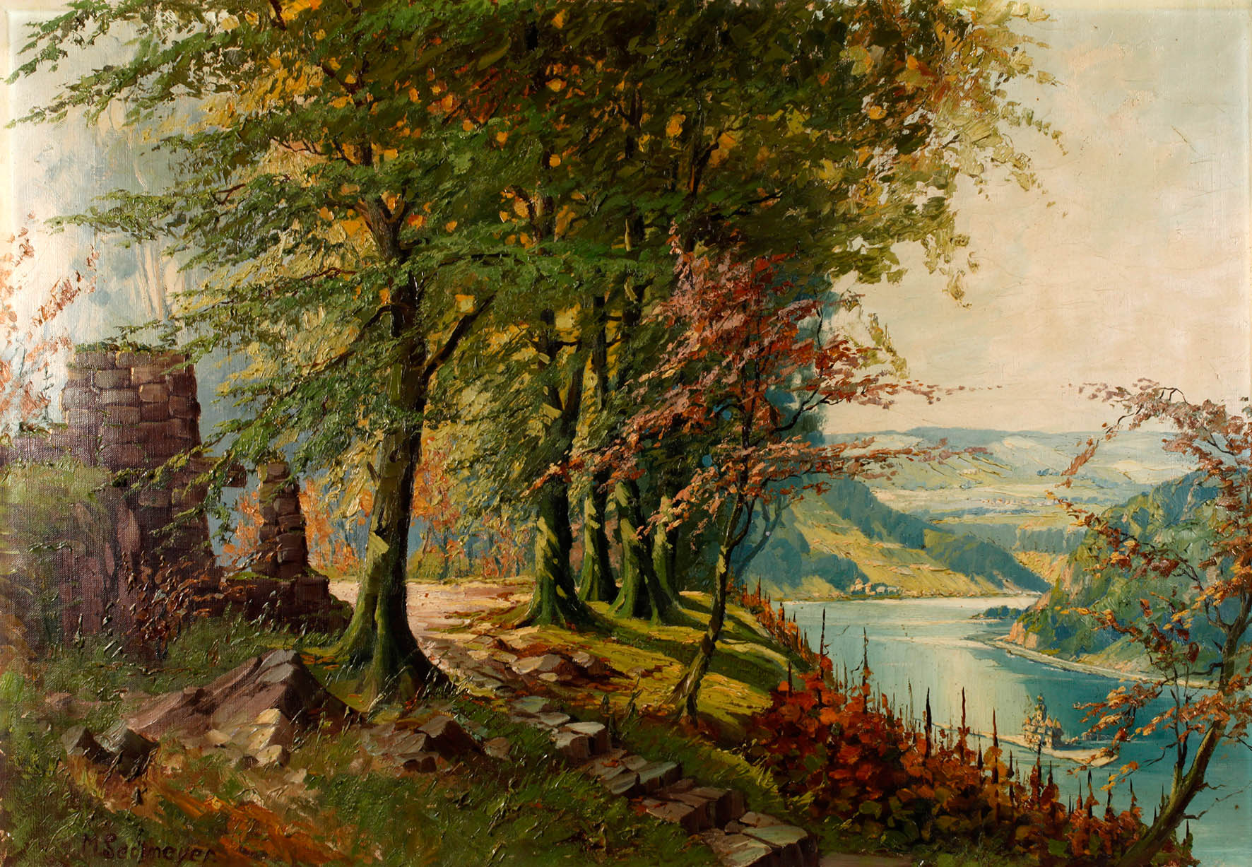 M. Sedlmeyer, Rheinlandschaft bei Kaub