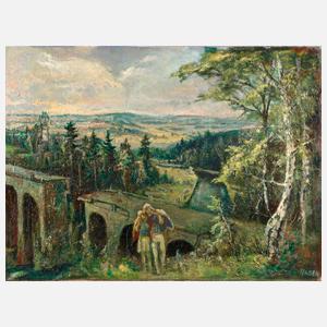 Christian Hager, Sommerlandschaft mit Liebespaar