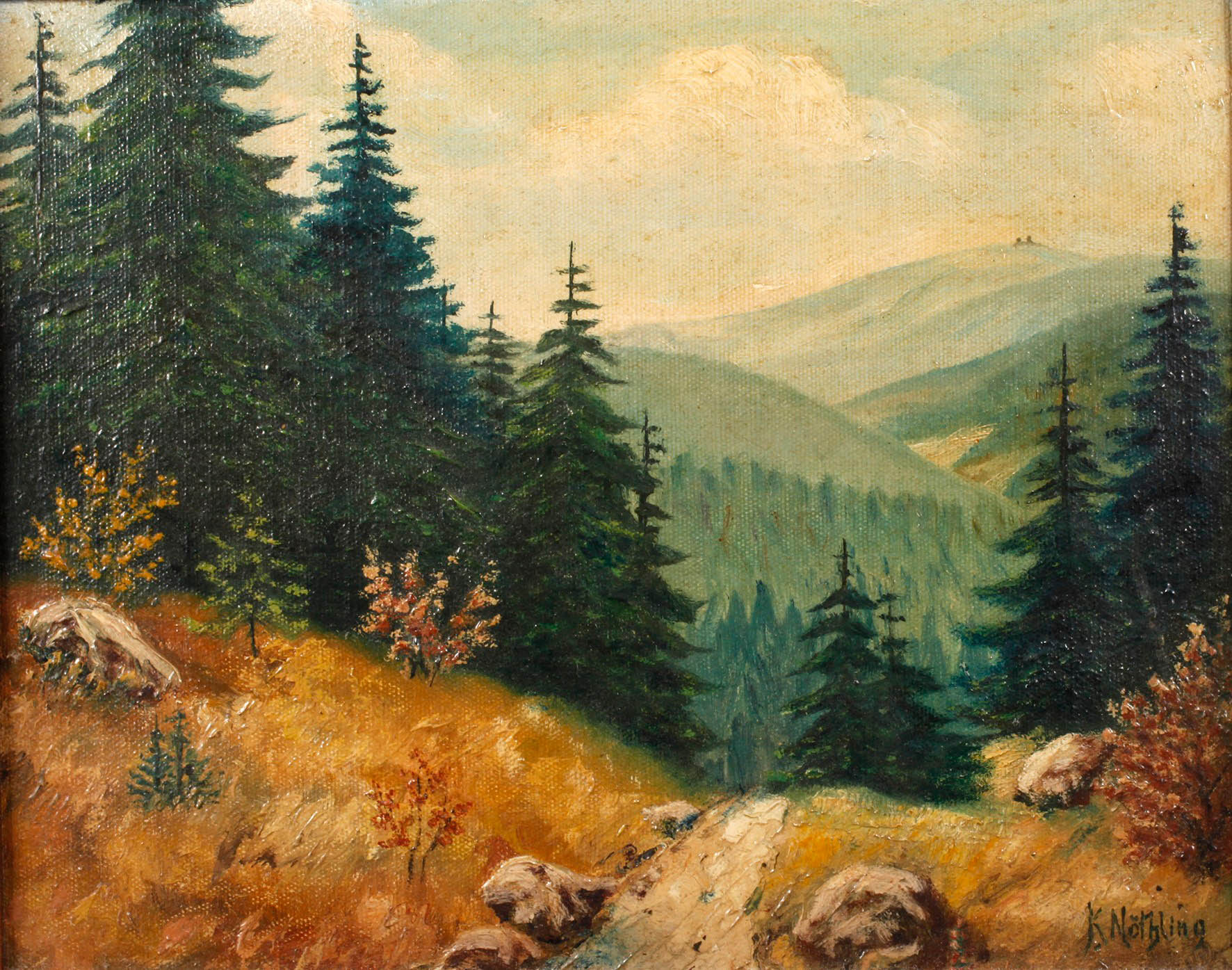 K. Nöthling, Riesengebirgslandschaft mit Schneekoppe