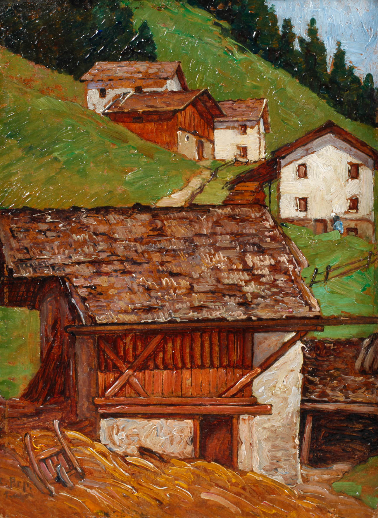 Prof. Carl Arp, ”Bauernhäuser in Trafoi”