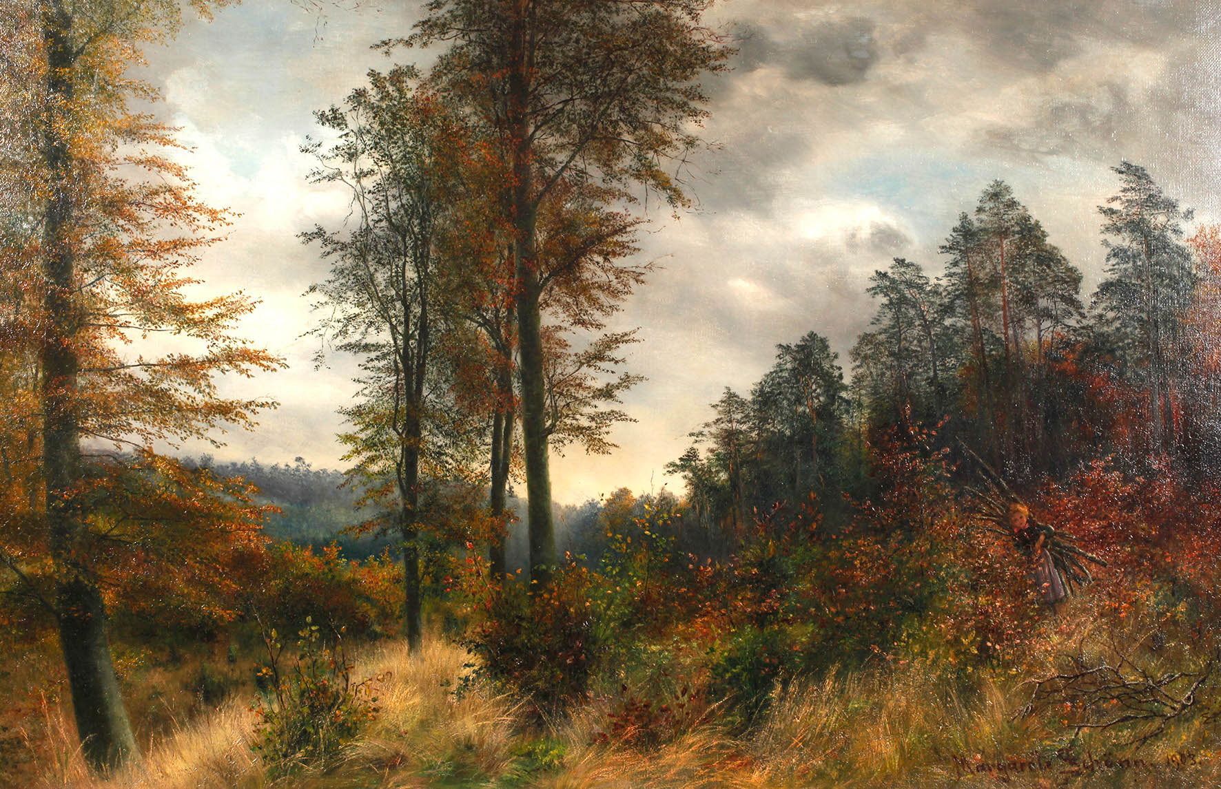 Margarete Schönn, Reisigsammlerin im Herbstwald