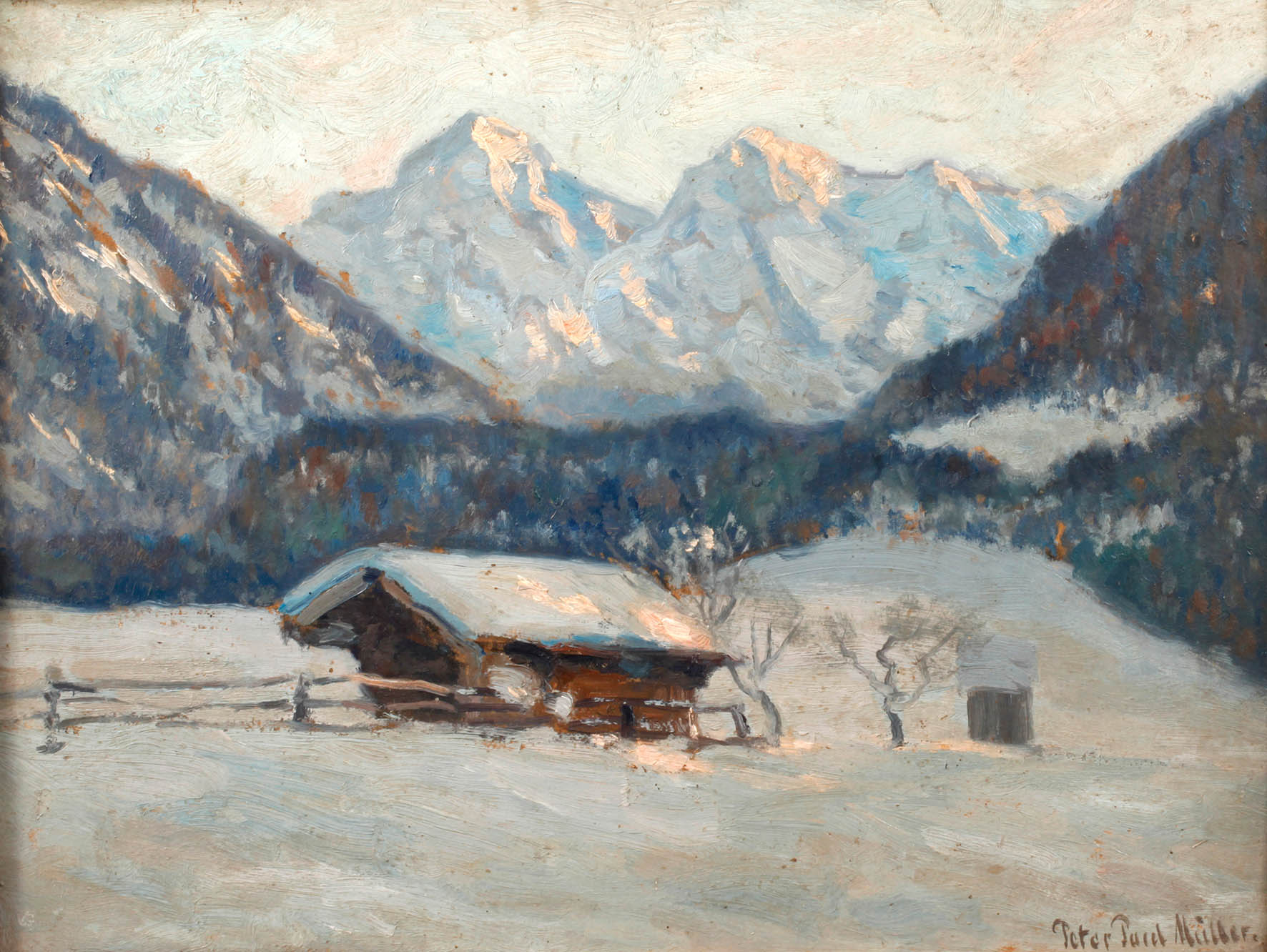 Prof. Peter Paul Müller, Winterliche Alpenlandschaft