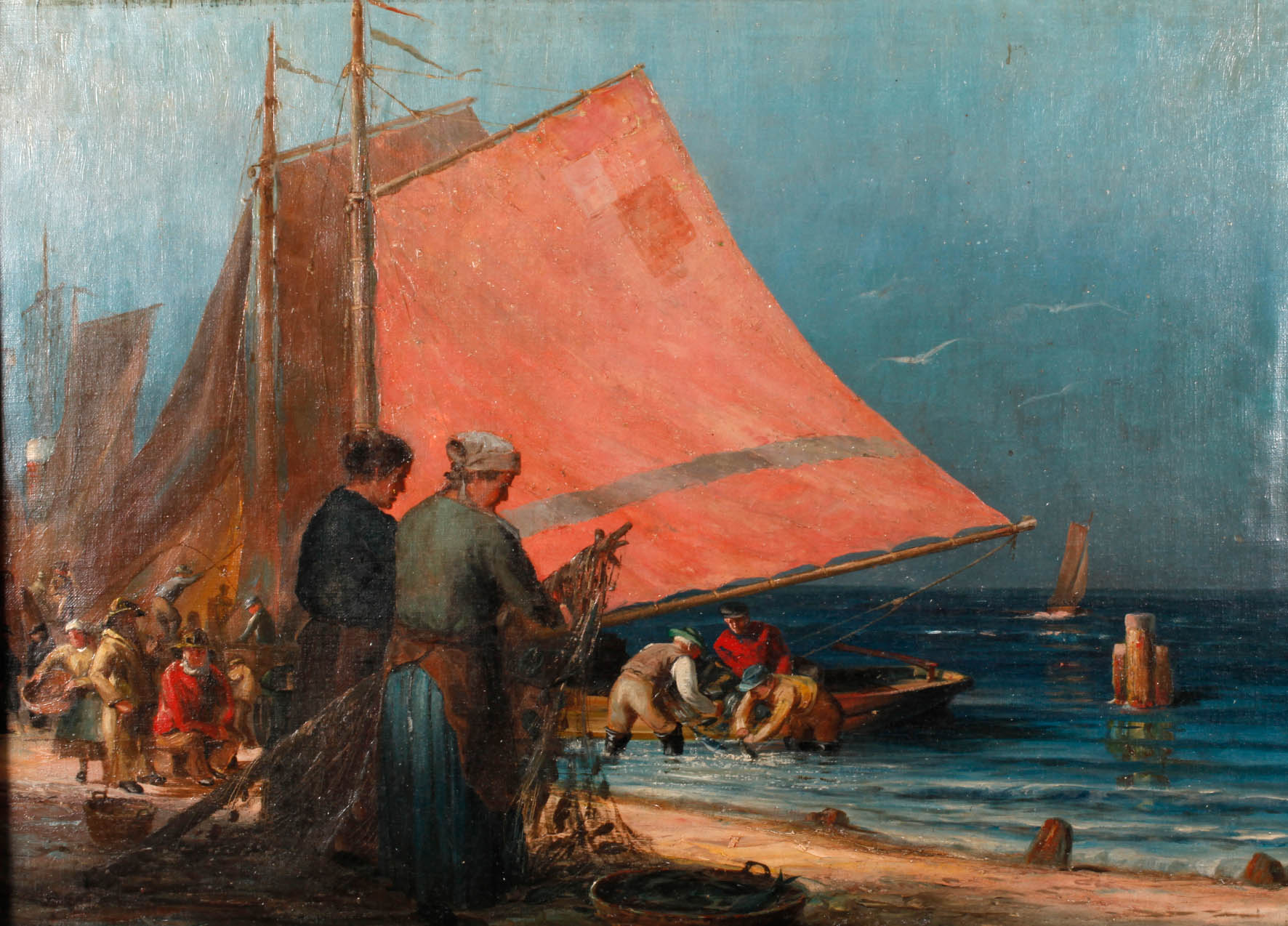 Hermann Garling, Netzflickerinnen am Strand