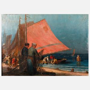 Hermann Garling, Netzflickerinnen am Strand