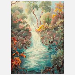 Mihail Cherkas, Flusslandschaft mit Wasserfall