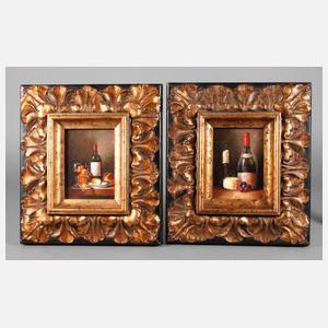 Allen, Paar Stillleben mit Weinflaschen