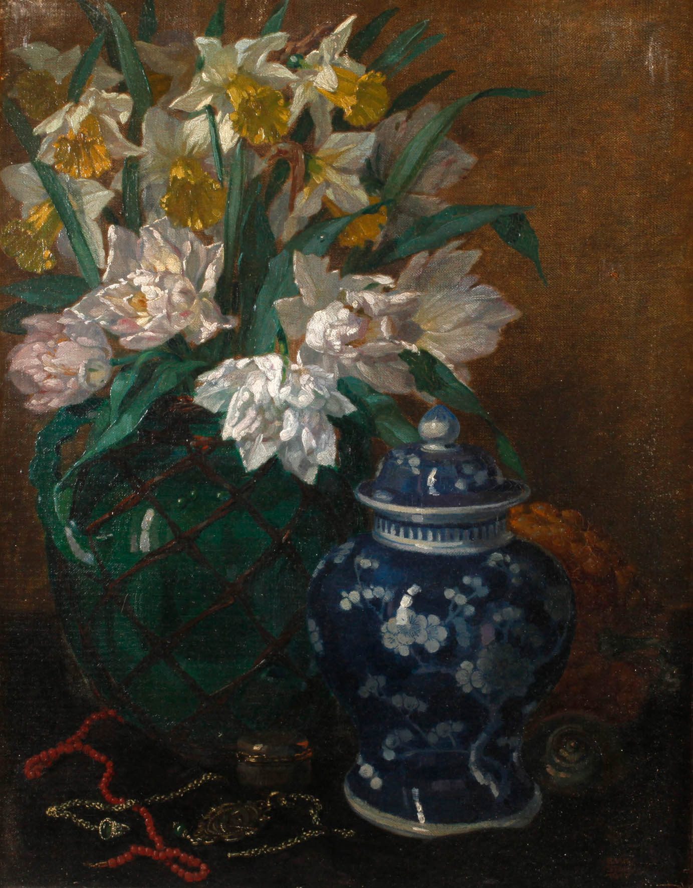 Prof. Emil Stahl, Stillleben mit Tulpen und Narzissen