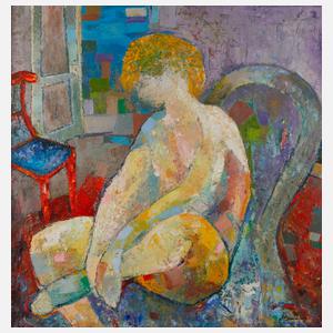 H. Bunn, Damenakt im Sessel