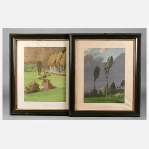 Paar dunkelgrüne Lackleisten um 1900