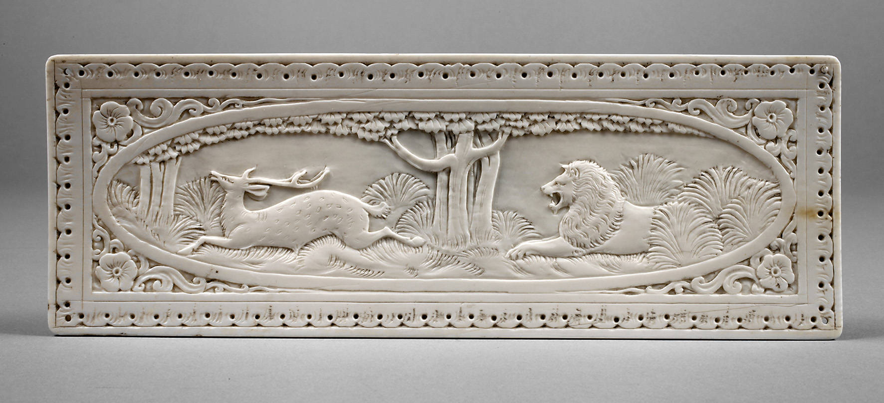 Jagdliches Elfenbeinrelief