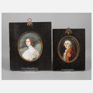 Zwei Elfenbeinminiaturen