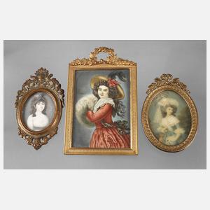 Drei Elfenbeinminiaturen