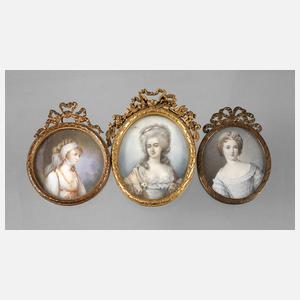 Drei Elfenbeinminiaturen