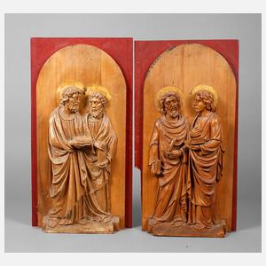 Paar Reliefschnitzereien