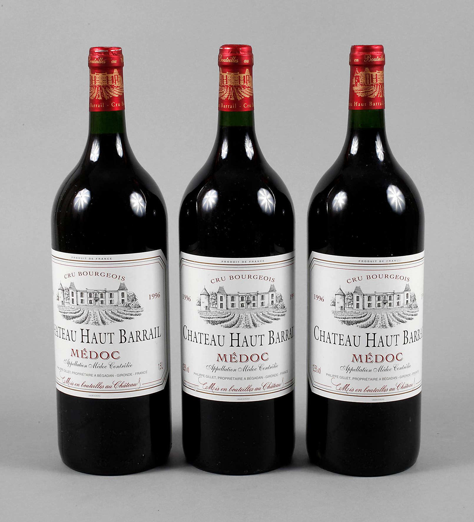 Drei Flaschen ”Chateaux Haut Barrail”
