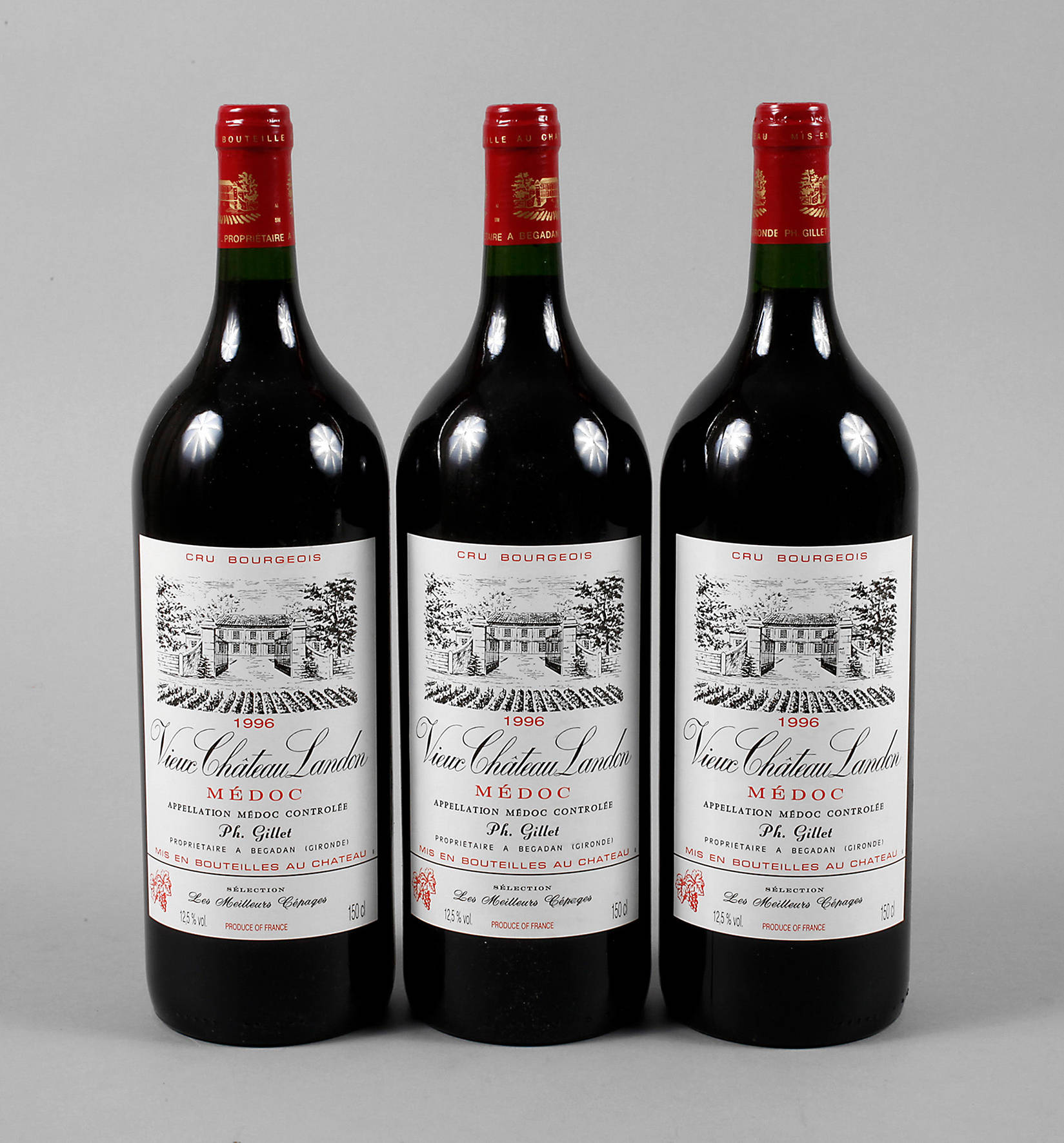Drei Flaschen ”Vieux Chateaux Landon”