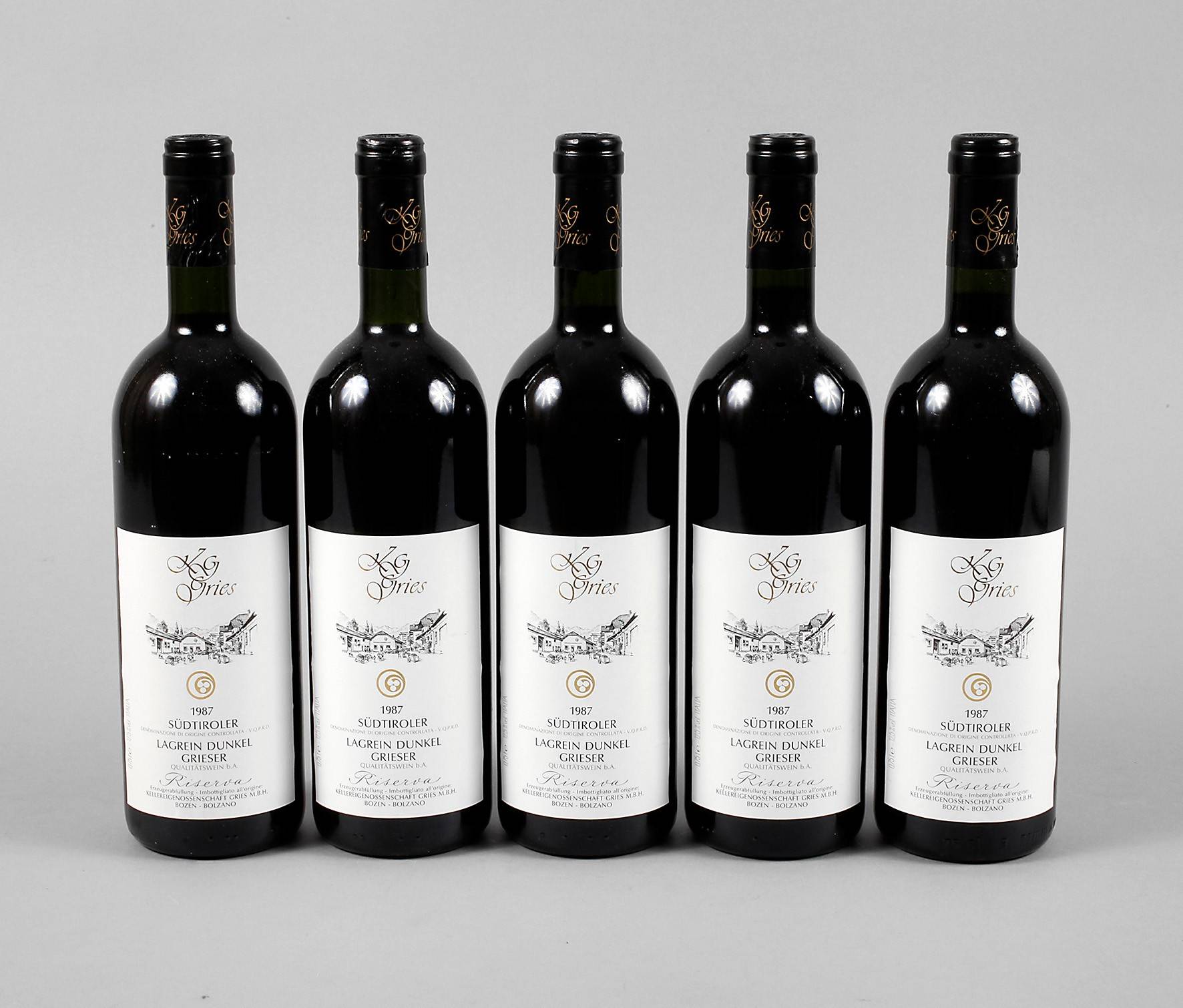 Fünf Flaschen ”Südtiroler Lagrein Dunkel Grieser”