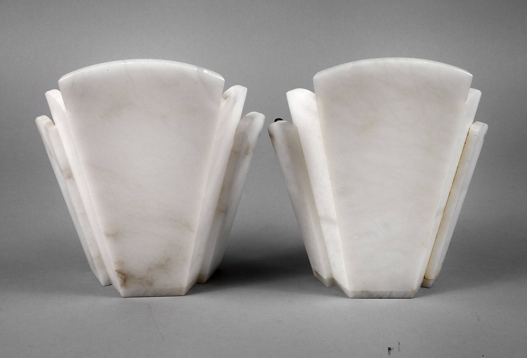 Paar Wandlampenschirme Alabaster