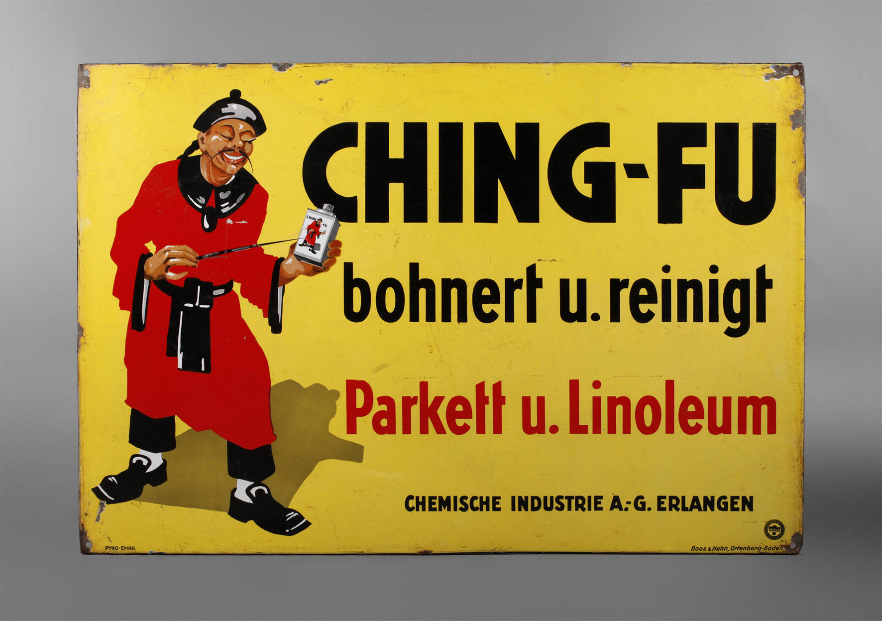 Großes Emailschild Ching Fu