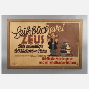 Werbetafel Leihbücherei Zeus