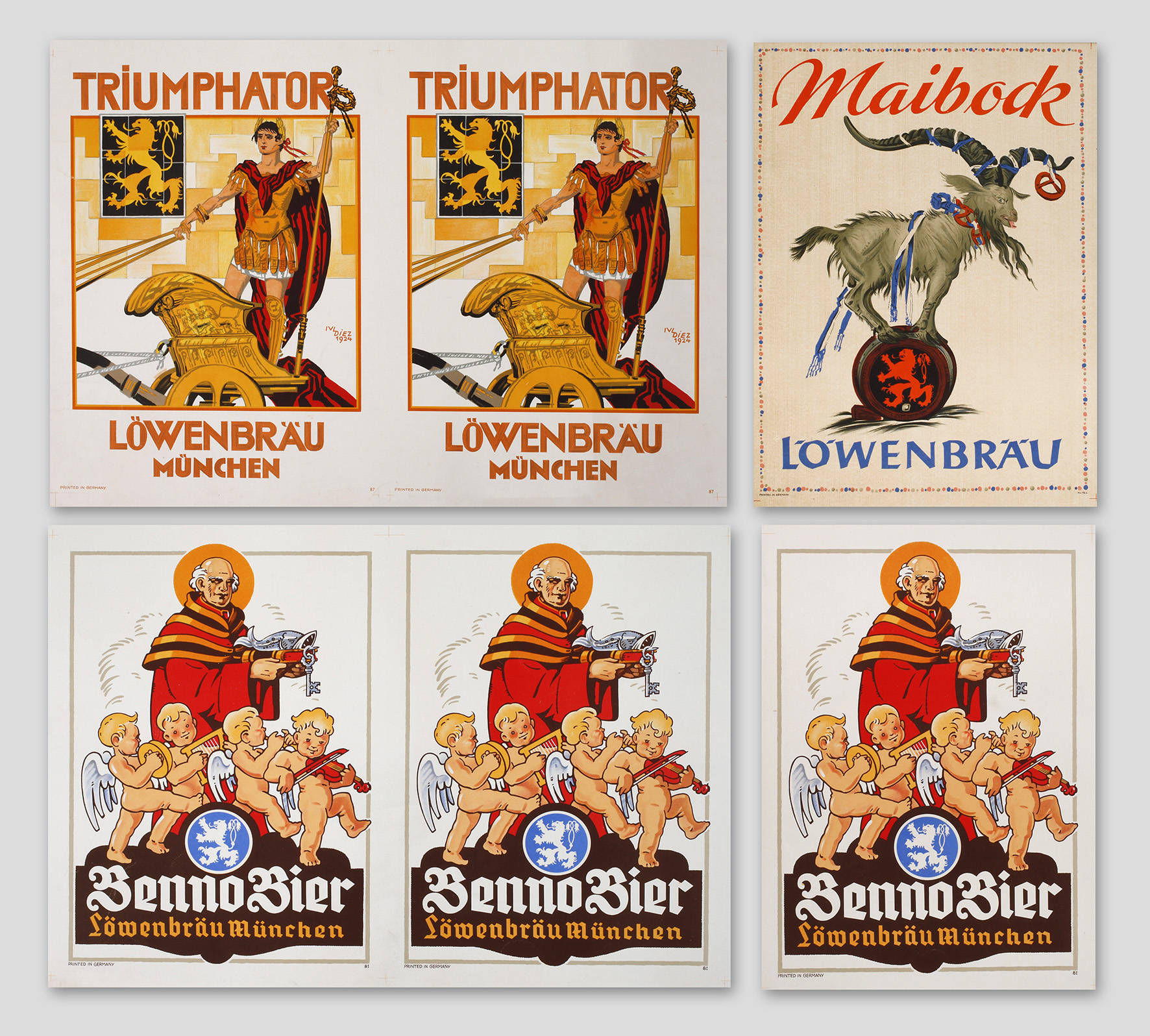Sechs Plakate Löwenbräu