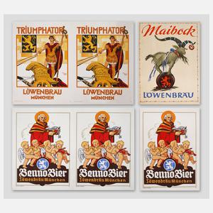 Sechs Plakate Löwenbräu
