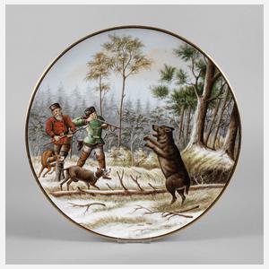 Großer Wandteller russische Bärenjagd