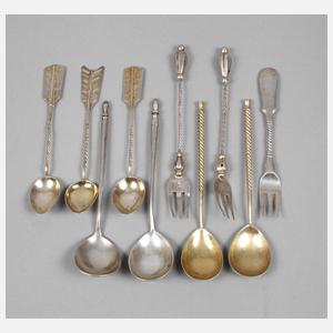 Russland Posten Silberlöffel und -gabeln