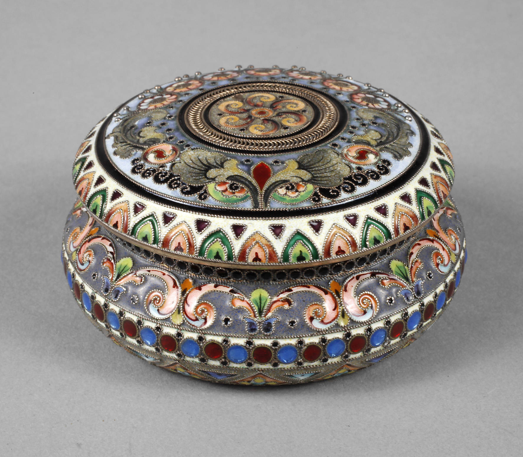 Russland emaillierte Silberdose 1914