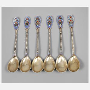 Sechs emaillierte Mokkalöffel