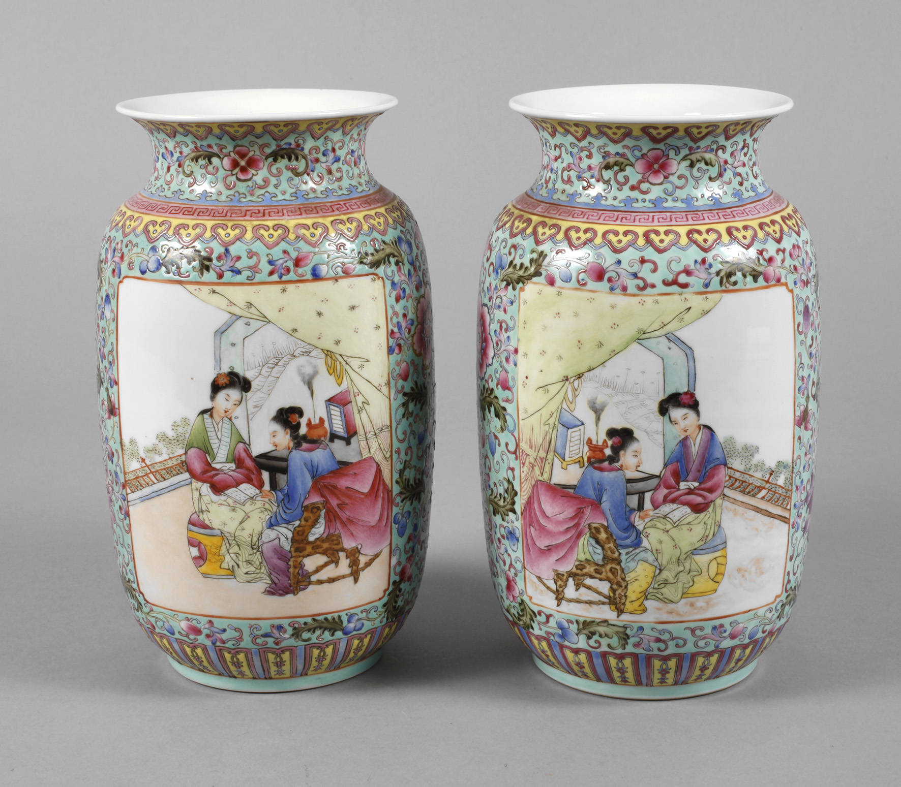 Paar Vasen Famille rose