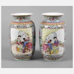 Paar Vasen Famille rose