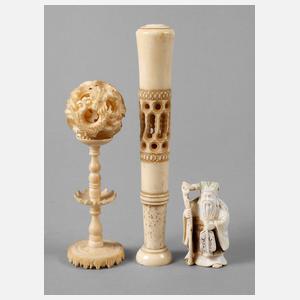Drei Teile Bein/Elfenbein