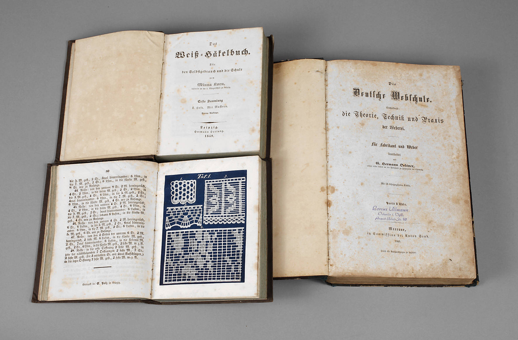 Konvolut Fachliteratur Textilverarbeitung um 1860