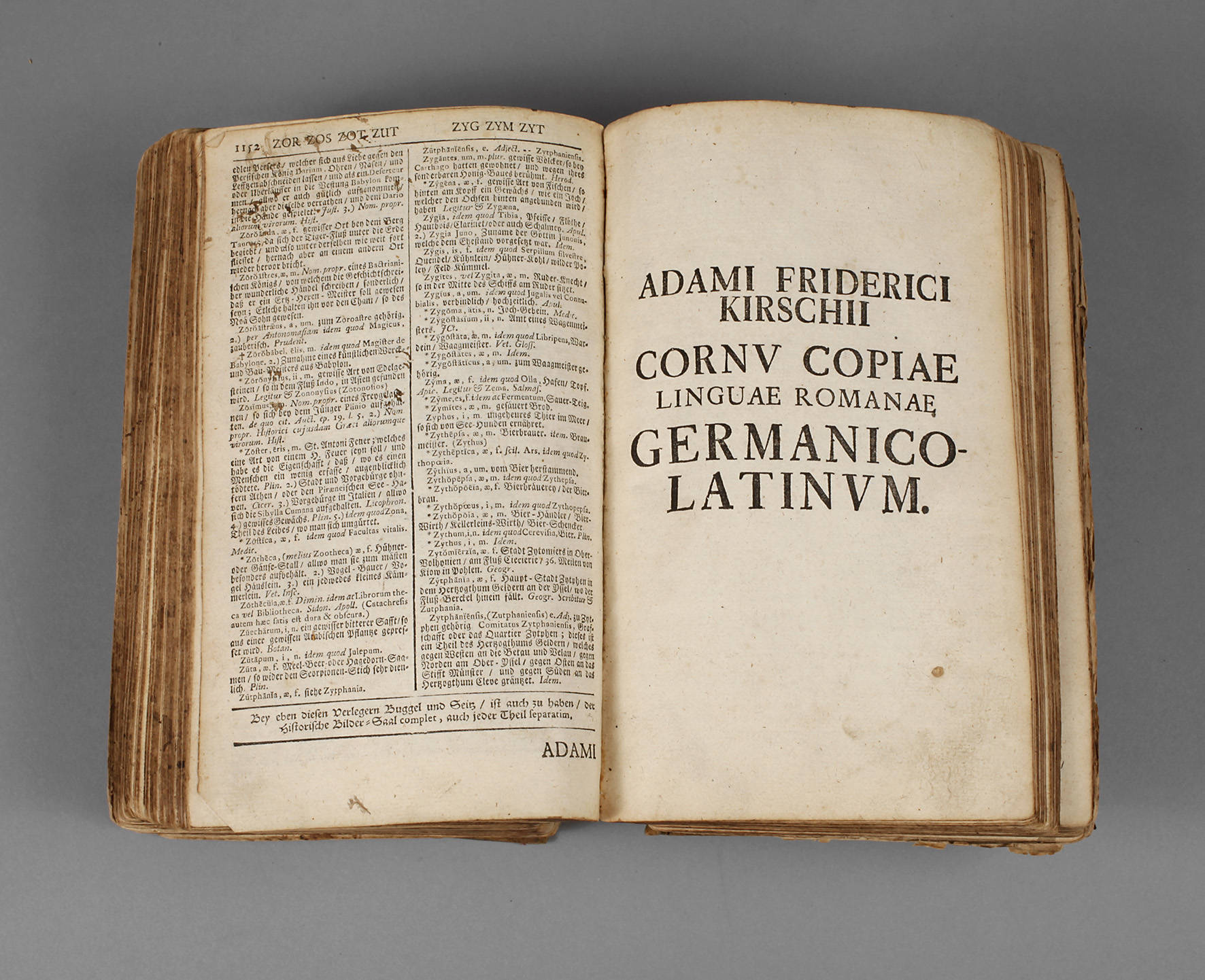Kirschs Wörterbuch Latein-Deutsch um 1730