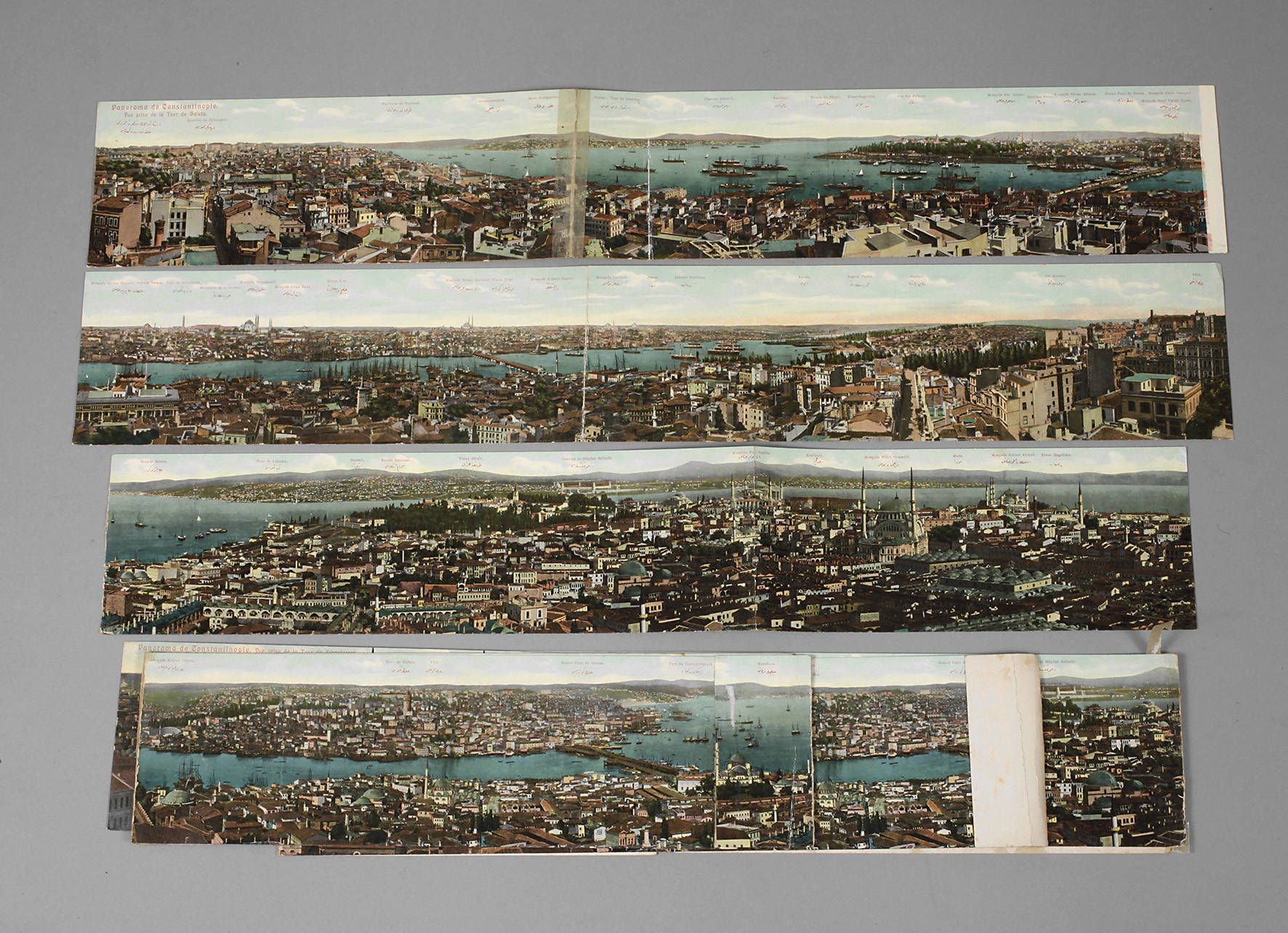 Drei Panorama-Postkarten Konstantinopel