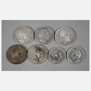 Sieben Münzen Deutsches Reich